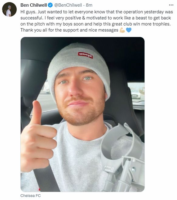 Pasted-into-Image-Very-positive-Ben-Chilwells-Tweet-after-operation - THEWILL NEWS MEDIA Chilwell Shares Optimistic Message Post-Surgery