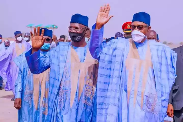 Nigeria’s President Muhammadu Buhari and envoy at Lafia. Nigeria’s President Muhammadu Buhari and envoy at Lafia.