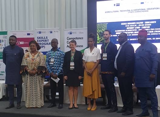 Photo caption: L-R: Adeniyi Kazeem Adegoke (Panel moderator); Mrs Ruth Agbo, President, the Association of Women in Trade and Agriculture (AWITA); Issaka Mohamed Salifou of ComCashew Initiative; the Head of Corporation, EU Delegation, Delegation of German Industry and Commerce in Nigeria, Ms Cecil Tassin-Pelzer; Julius Berger’s Ms Asaaju Oyindamola; Anthony Lewis of Fairfood; Olorunfemi Oloruntoyin, Country Director, USDA West Africa PRO-Cashew; and Head Cashew Desk, Federal Ministry of Agriculture and Rural Development, Ohinoyi Christopher Adava at the TVET Cashew conference in Abuja recently