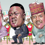 2023: PDP Tackles APC Over Umahi, Ayade, Matawalle’s Defection Umahi,,Ayade, Mattawalle caricature