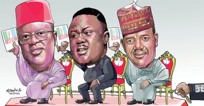 Umahi,,Ayade, Mattawalle caricature Umahi,,Ayade, Mattawalle caricature