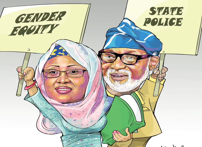 Aisha Buhari/ Akeredolu caricature Aisha Buhari/ Akeredolu caricature