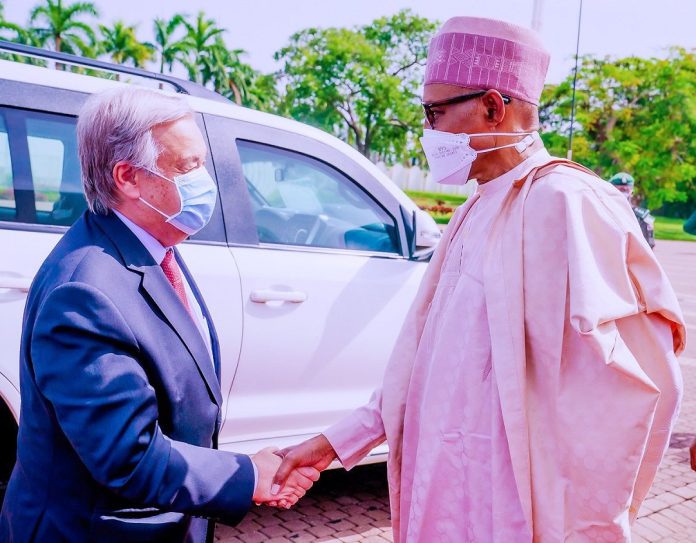 UN Chief Antonio Guterres Arrives Aso Rock, Meet Buhari UN Chief Antonio Guterres Arrives Aso Rock, Meet Buhari