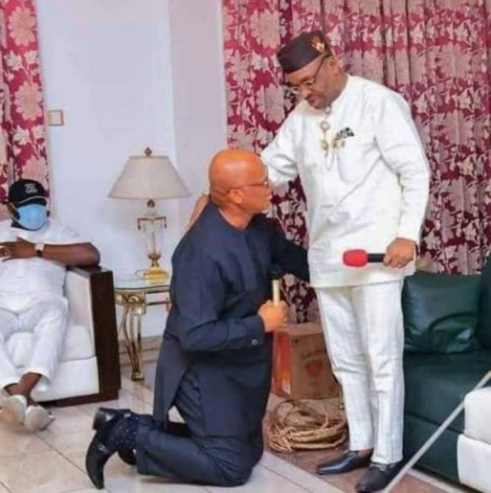 BF61D051-D94F-4985-B797-1A4FD7625585 Akwa Ibom State Governor Udom Emmanuel with chosen successor, Pastor Umo Eno.