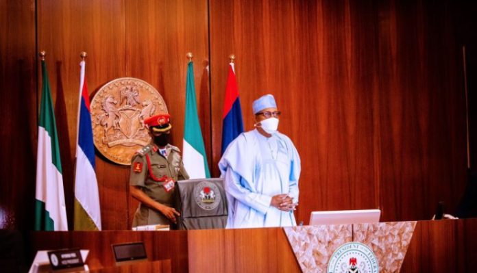 President Buhari at the cabinet meeting
