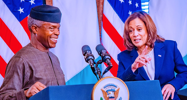 VP Harris Lauds Osinbajo VP Harris and Osinbajo
