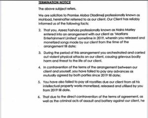 Mohbad Terminates - THEWILL NEWS MEDIA