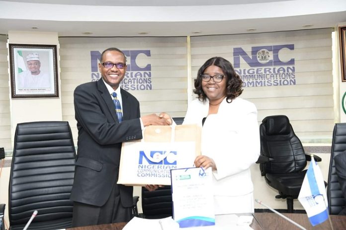 Ousman Bah, Minister of Communications and Digital Economy, Gambia and Josephine Amuwa (L-R): Ousman Bah, Minister of Communications and Digital Economy, Gambia and Josephine Amuwa, Director, Legal and Regulatory Services, Nigerian Communications Commission.