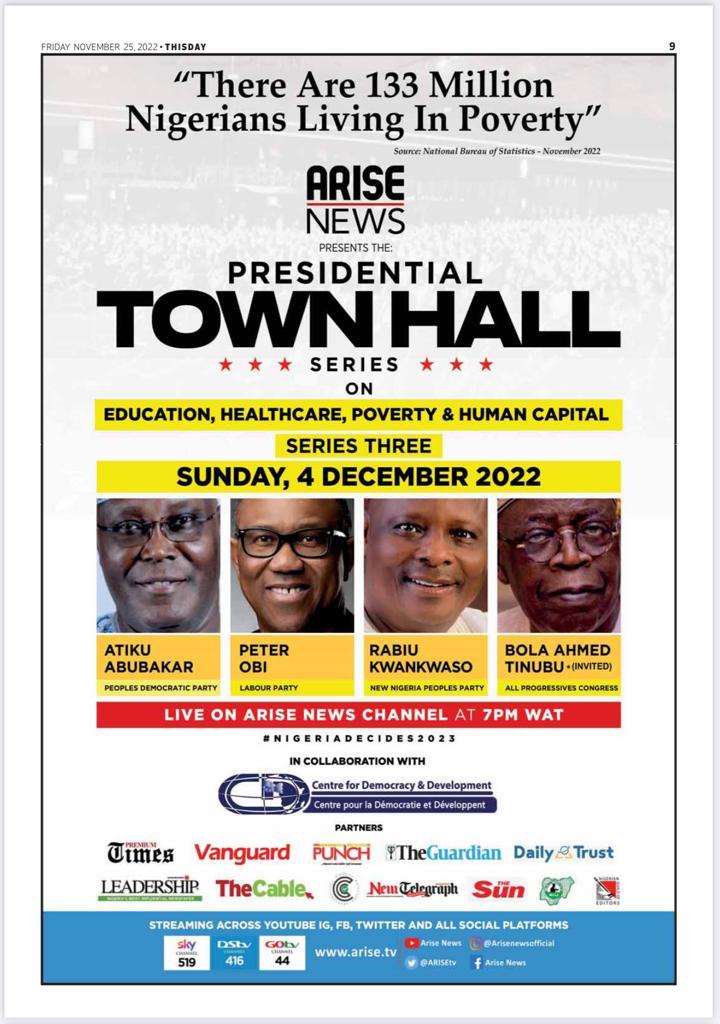 Arise News Presidential Town Hall meeting - THEWILL NEWS MEDIA