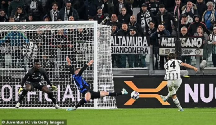 Nicolo Fagioli scores for Juventus against Inter Milan