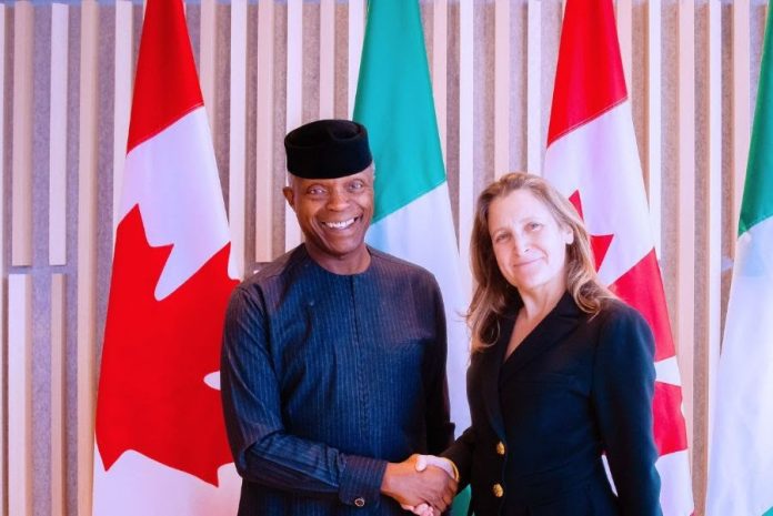 Vice President Yemi Osinbajo and Canadian Deputy Prime Minister, Chrystia Freeland