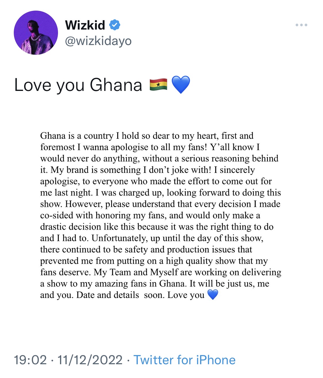 Wizkid apologises - THEWILL NEWS MEDIA