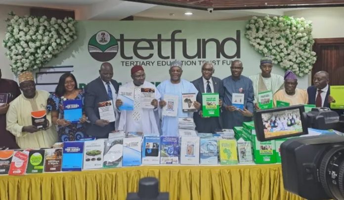ASUU president, Comrade Emmanuel Osodeke, at the public presentation of 50 textbooks sponsored by the Tertiary Education Trust Fund (TETFund).