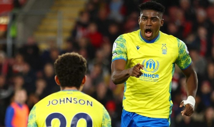 Awoniyi celebrates against Southampton