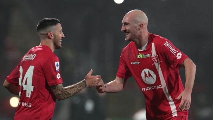 Luca Caldirola scores for Monza against Inter Milan