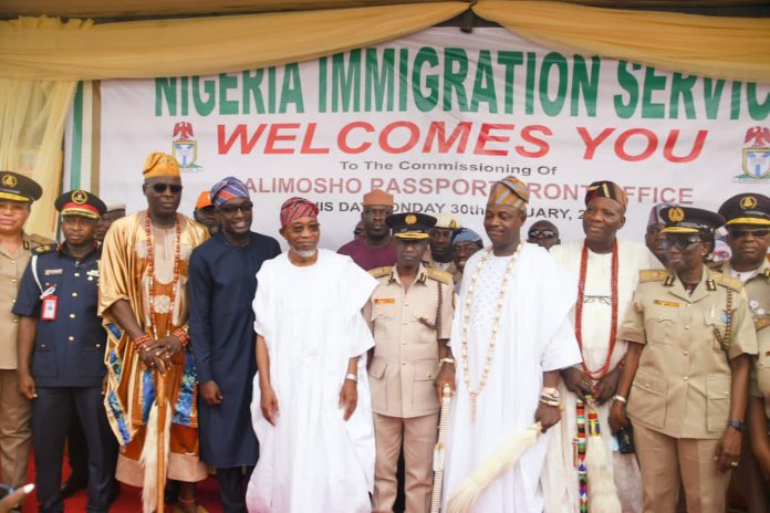 Ogbeni Rauf Aregbesola, the Minister of Interior new Immigration office at the Egbeda, Lagos