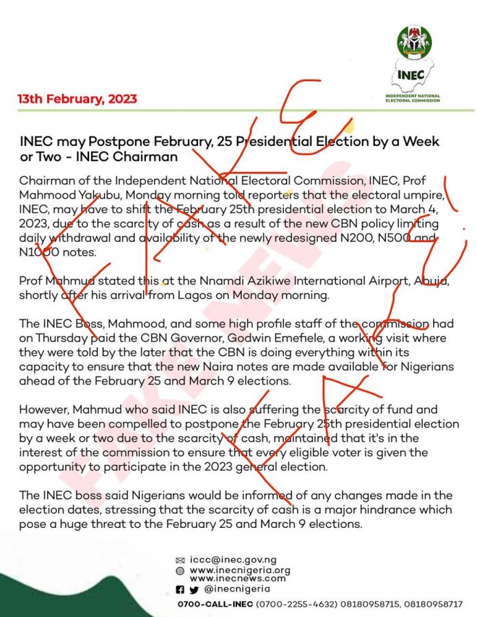 Fake Inec news