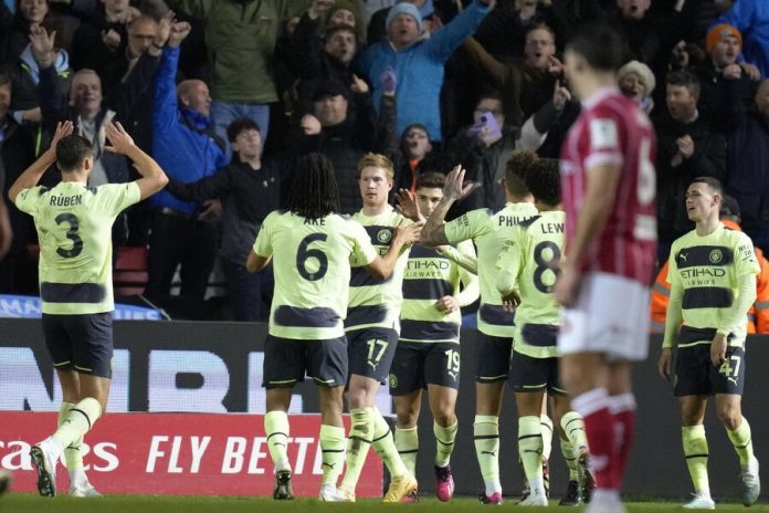 Manchester city against Bristol city