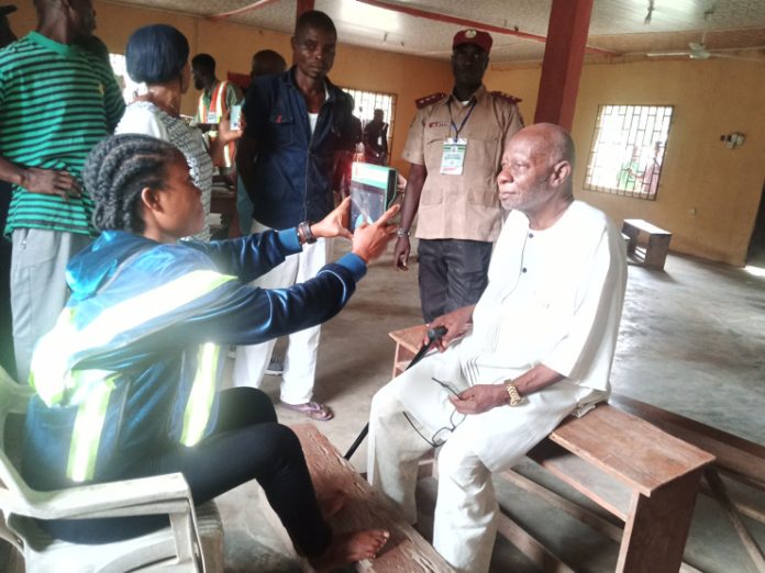 Professor Effanga James Usua The community leader of Enen Atai Itam, Professor Effanga James Usua, being accredited during the March 18 exercise.