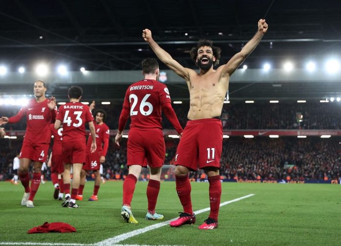 Salah celebrates against Man utd