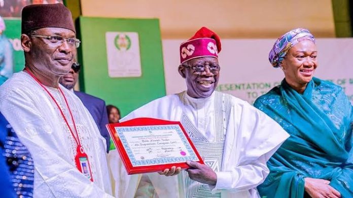 Yakub Mahmood presents Tinubu with certificate of return