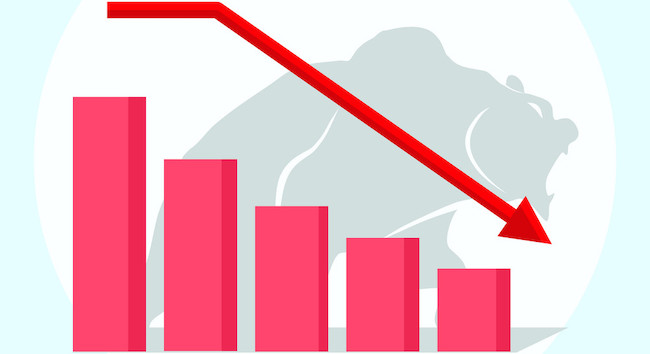 Downward trend graph and bear market. stock market down trend. Vector illustration
