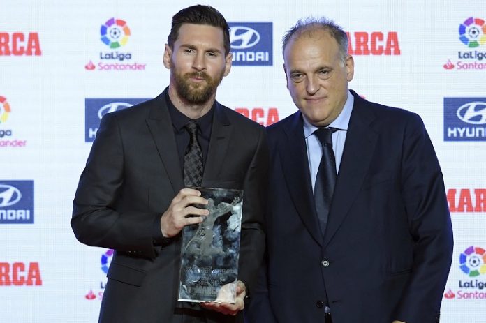 Lionel Messi and Javier Tebas