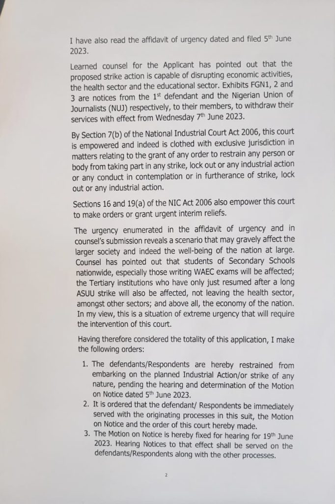 court nlc paper - THEWILL NEWS MEDIA