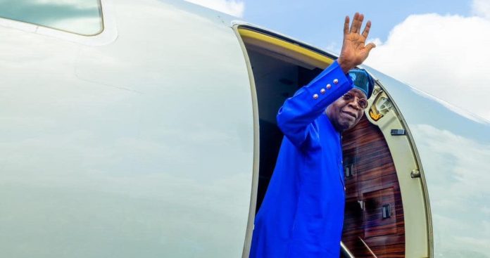 President Tinubu boarding an airplane