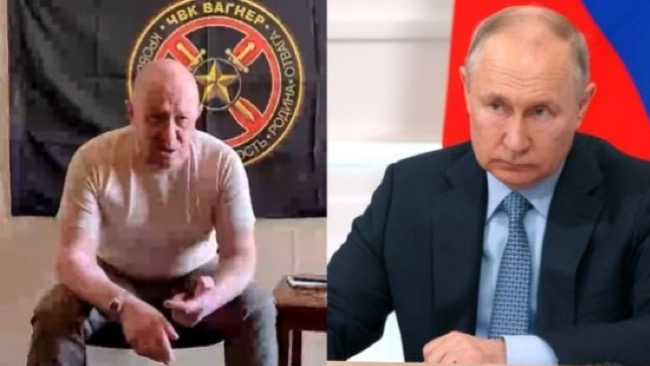 The owner of the Wagner private military contractor Yevgeny Prigozhin and Russian President Vladimir Putin.