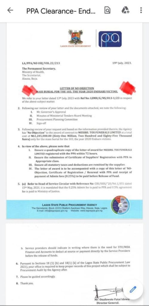 Lagos-Government-mass-burial-EndSARS-memo - THEWILL NEWS MEDIA