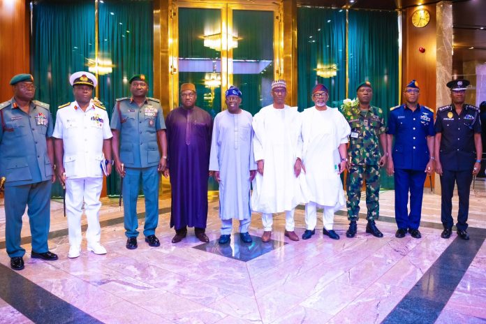 Tinubu with service chiefs and NSA