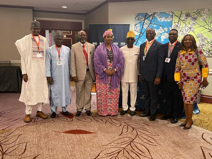 L-R: Alhaji Auwal Ahmed, CEO, Digital Health and Innovation Solutions; Alhaji Ibrahim Bapete, Executive Director, Integrated Facility Management Ltd; Hon Tunde Doherty, Chairman, APC UK Chapter; Hajia Khuraira Musa, President K-Pro Consulting; Mr Babatunde MacAlabi, CEO, T-BYK Limited; Dr Adesola Adeduntan, CEO, FirstBank Group; Mr Tosin Adewuyi, Executive Director, Corporate Banking, FirstBank; Dr Remi Duyile, President, Image Consulting Group at the Africa International Trade Exhibition, New York on the sidelines of the 78th Session of UN General Assembly (UNGA 78), last week. L-R: Alhaji Auwal Ahmed, CEO, Digital Health and Innovation Solutions; Alhaji Ibrahim Bapete, Executive Director, Integrated Facility Management Ltd; Hon Tunde Doherty, Chairman, APC UK Chapter; Hajia Khuraira Musa, President K-Pro Consulting; Mr Babatunde MacAlabi, CEO, T-BYK Limited; Dr Adesola Adeduntan, CEO, FirstBank Group; Mr Tosin Adewuyi, Executive Director, Corporate Banking, FirstBank; Dr Remi Duyile, President, Image Consulting Group at the Africa International Trade Exhibition, New York on the sidelines of the 78th Session of UN General Assembly (UNGA 78), last week.