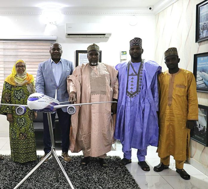 L-R: Prof. Fatima Batul Mukhtar, VC, Azman University of Aviation; Dr. Allen Onyema, Chairman, Air Peace; Alh. Abdulmunaf Yunusa Sarina, Founder, Azman University of Aviation; Alh Mustapha Yunusa Abdulmunaf, Executive Vice President, Azman University of Aviation; and Mr. Aminu Ibrahim Lawal, University Registrar, during a courtesy visit to Air Peace CEO at the airline's headquarters in Lagos. L-R: Prof. Fatima Batul Mukhtar, VC, Azman University of Aviation; Dr. Allen Onyema, Chairman, Air Peace; Alh. Abdulmunaf Yunusa Sarina, Founder, Azman University of Aviation; Alh Mustapha Yunusa Abdulmunaf, Executive Vice President, Azman University of Aviation; and Mr. Aminu Ibrahim Lawal, University Registrar, during a courtesy visit to Air Peace CEO at the airline's headquarters in Lagos.