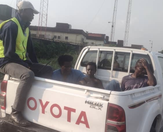 Task Force officials at work at the Murtala Muhammed International Airport (MMIA), Lagos.