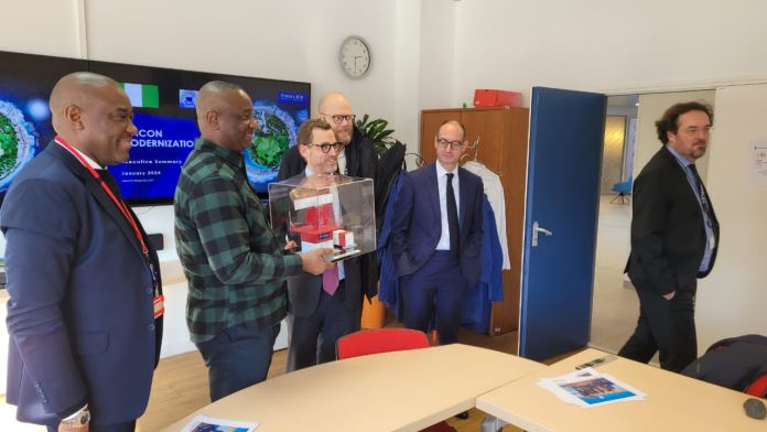 The Honourable Minister of Aviation and Aerospace Development, Festus Keyamo (2nd left), in Thales, France-based global air surveillance radar provider during his working visit.