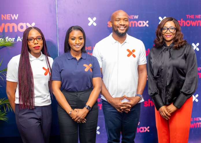 Head of Marketing, Showmax, Arinola Shobande; Executive Head, Content and West Africa Channels, MultiChoice, Dr Busola Tejumola; General Manager, Showmax Nigeria, Opeoluwa Filani; Executive Head, Corporate Affairs, MultiChoice Nigeria at the press conference to announce the new Showmax brand.