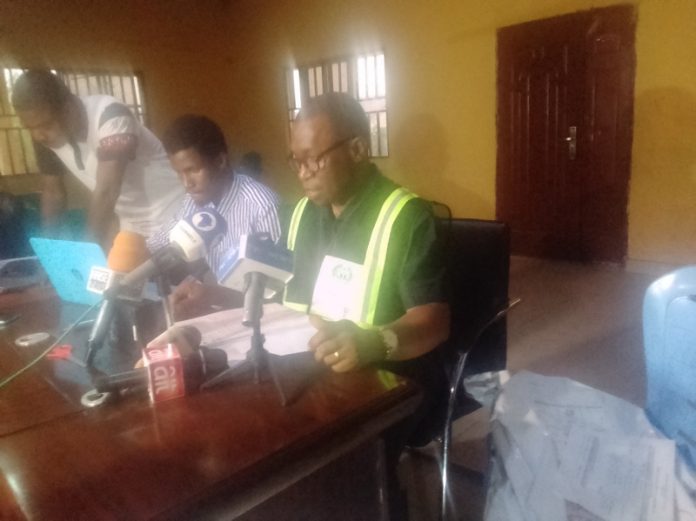 The Bayelsa State Returning Officer, Prof Chris Onyema, while declaring the results.
