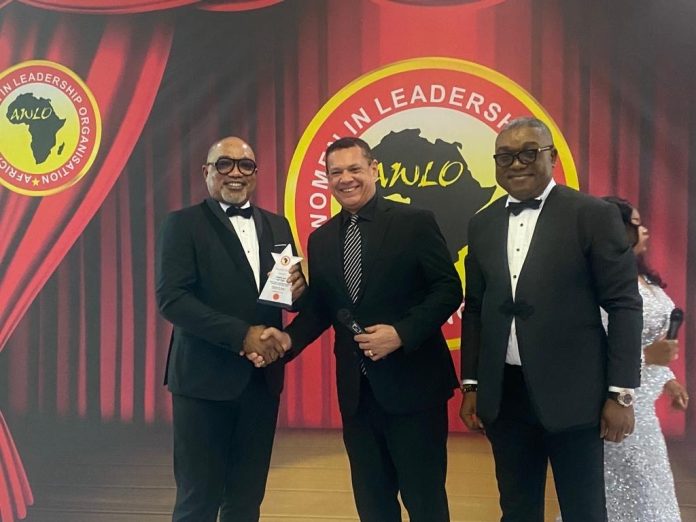 L-R Chief Operating Officer of Dana Air, Ememobong Ettete; Vice President of Silverbird Group, Ben Murray Bruce, and Founder, African Women in Leadership Organization, Dr Elisha Attai, at the Heforshe Awards where Dana Air bagged Most Gender-Friendly Airline Award in Lagos recently,