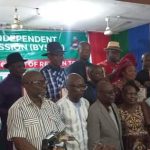 Bayelsa Council Chairmen-Elect Get Certificates Of Return The eight Local Government Chairmen and Bayelsa State Independent Electoral Commission (BYSIEC) officials.