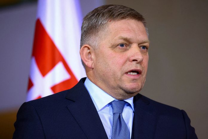 Slovak PM Robert Fico visits Berlin FILE PHOTO: Slovakia's Prime Minister Robert Fico speaks during a press conference with German Chancellor Olaf Scholz in Berlin, Germany, January 24, 2024. REUTERS/Nadja Wohlleben/File Photo