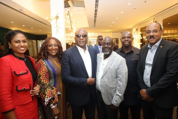 L-R: Maria Browne, wife of the Antiguan Prime Minister; Alice Onyema, Vice Chairman, Air Peace; Dr. Allen Onyema, Chairman, Air Peace; Antigua and Barbuda Ambassador to Nigeria, Amb. Davin Joseph; Dr. Ebuka Okafor, Chairman, Vixa Pharmaceuticals Ltd; and Honourable Gaston Browne, Prime Minister of Antigua and Barbuda at a recently held Business Forum in Lagos to discuss investment opportunities in Antigua and Barbuda.