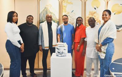 L-R: Osinaka Ifedigbo, Head of HR; Obinna Onyema, Executive Director, Air Peace; Dr Allen Onyema, Chairman, Air Peace; Andy Kassa, the outgoing Head, CAMO; Joy Imeli, Head of Monitoring and Compliance; Capt Augustin Kamano, Director of Flight Operations; and Ejiro Eghagha, Chief of Administration and Finance, Air Peace, when the Management celebrated Kassa as he took a bow from the airline recently. L-R: Osinaka Ifedigbo, Head of HR; Obinna Onyema, Executive Director, Air Peace; Dr Allen Onyema, Chairman, Air Peace; Andy Kassa, the outgoing Head, CAMO; Joy Imeli, Head of Monitoring and Compliance; Capt Augustin Kamano, Director of Flight Operations; and Ejiro Eghagha, Chief of Administration and Finance, Air Peace, when the Management celebrated Kassa as he took a bow from the airline recently.
