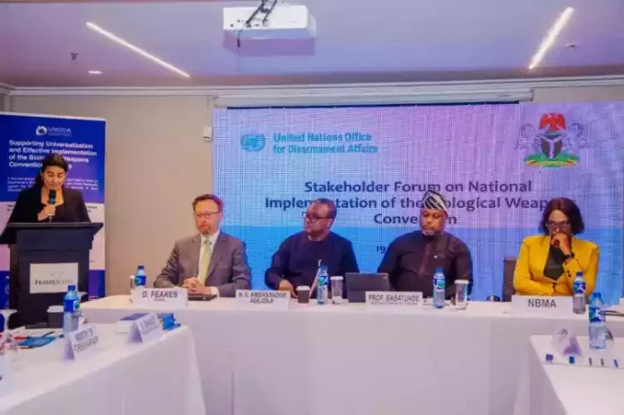 George Akume, disclosed at a Stakeholders Forum on the Implementation of the Biological Weapons Convention In Nigeria George Akume, disclosed at a Stakeholders Forum on the Implementation of the Biological Weapons Convention In Nigeria