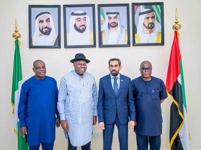UAE Ambassador to Nigeria, Salem Saeed Al-Shamsi, stated this at a meeting with the Bayelsa State Governor, Senator Douye Diri UAE Ambassador to Nigeria, Salem Saeed Al-Shamsi, stated this at a meeting with the Bayelsa State Governor, Senator Douye Diri