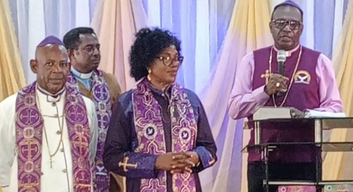 L-R: General Overseer of Christian Life Gospel Assembly, Apostle Samuel Chukwunenye Nwaire; Pastor Paul Adiukwu, Pastor Mrs Stella Nwaire, and Presiding Prelate, FFAP/Chairman PFN, Lagos State, Apostle Enyinnaya Emeka Okwuonu during the installation and consecration of the GO as Apostle and General Overseer at the church premises in Oke-Afa, Lagos on Saturday, June 22, 2024. L-R: General Overseer of Christian Life Gospel Assembly, Apostle Samuel Chukwunenye Nwaire; Pastor Paul Adiukwu, Pastor Mrs Stella Nwaire, and Presiding Prelate, FFAP/Chairman PFN, Lagos State, Apostle Enyinnaya Emeka Okwuonu during the installation and consecration of the GO as Apostle and General Overseer at the church premises in Oke-Afa, Lagos on Saturday, June 22, 2024.