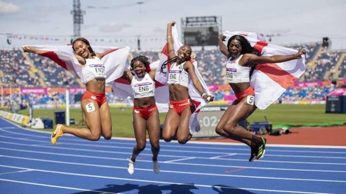 Team England's 4x100m women's relay team