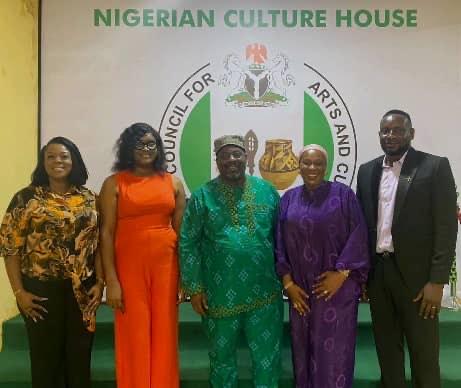(From left): Ms. Ogugua Anobili, Financial Secretary, NATOP; Ms. Geraldine Itoe, Deputy President, NATOP; Mr. Obi Asika, Director-General, NCAC; Hajia Bolaji Mustapha, President, NATOP, and Mr. Onyeka Okwudiri, PRO, NATOP, during the courtesy visit by the NATOP executive committee members to the NCAC office in Abuja, on Monday. (From left): Ms. Ogugua Anobili, Financial Secretary, NATOP; Ms. Geraldine Itoe, Deputy President, NATOP; Mr. Obi Asika, Director-General, NCAC; Hajia Bolaji Mustapha, President, NATOP, and Mr. Onyeka Okwudiri, PRO, NATOP, during the courtesy visit by the NATOP executive committee members to the NCAC office in Abuja, on Monday.