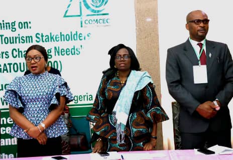 (From left): Dr Elochukwu Nwankwu, Resource Person; Mrs Dorothy Duruaku, Director, International Tourism Relations and Cooperation; Mrs Ibiene Roberts, Permanent Secretary, Ministry of Tourism; Dr Emmanuel Okereke, Project Coordinator, COMCEC, and Dr Ekundayo Ilenmi, Resource Person during the opening of the Ministry of Tourism and COMCEC three-day training programme for local and international industry operators in Abuja.