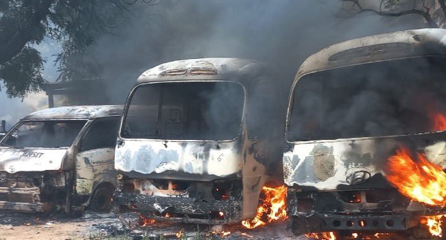 Burnt buses in yobe Burnt buses in yobe